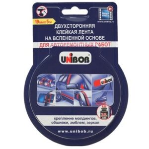 лента клеящая 2х стор 19мм*5м д/авто черная UNIBOB 54998 225776