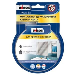 лента клеящая 2х стор 19мм*5м д/зеркал бел UNIBOB 54928 161926