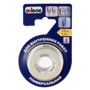 лента клеящая 2х стор 19мм*1,5м д/внутр работ UNIBOB 56644 160473